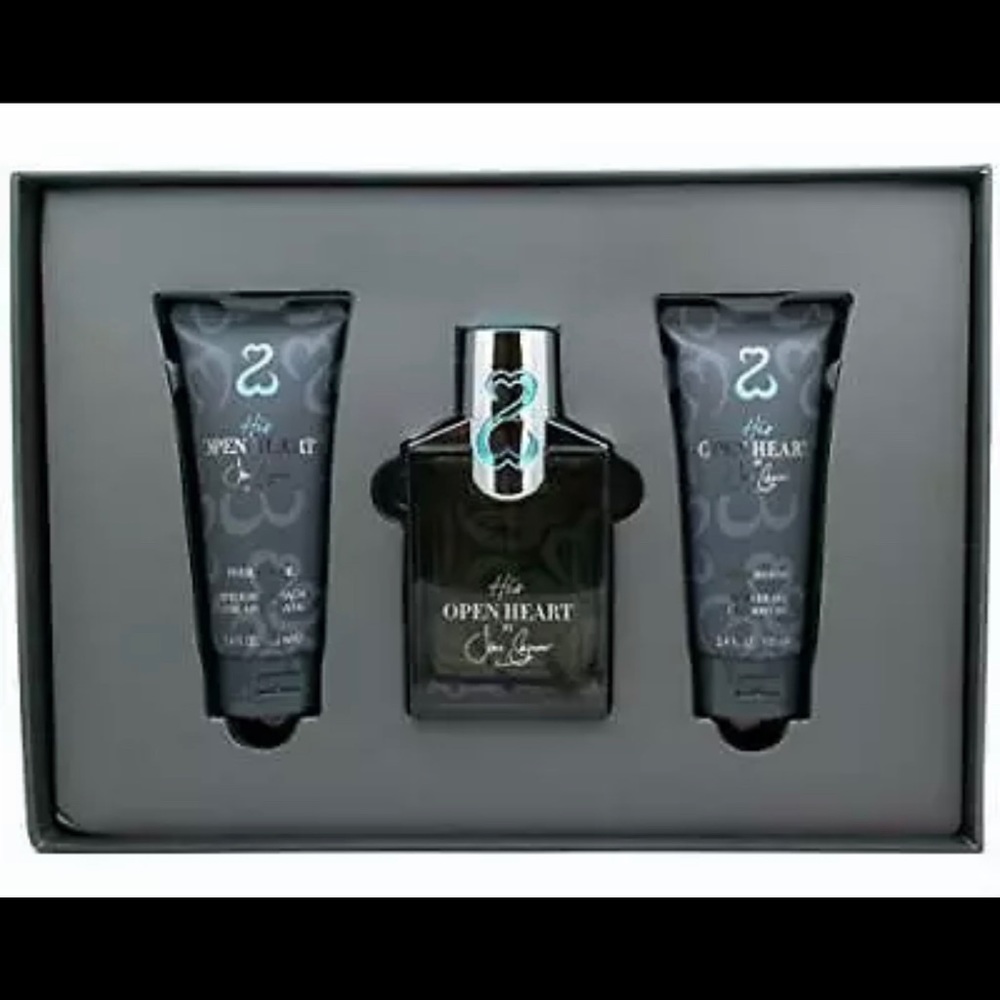 His Open Heart by Jane Seymour for Men 3 Piece Set; Eau De Toilette Spray New